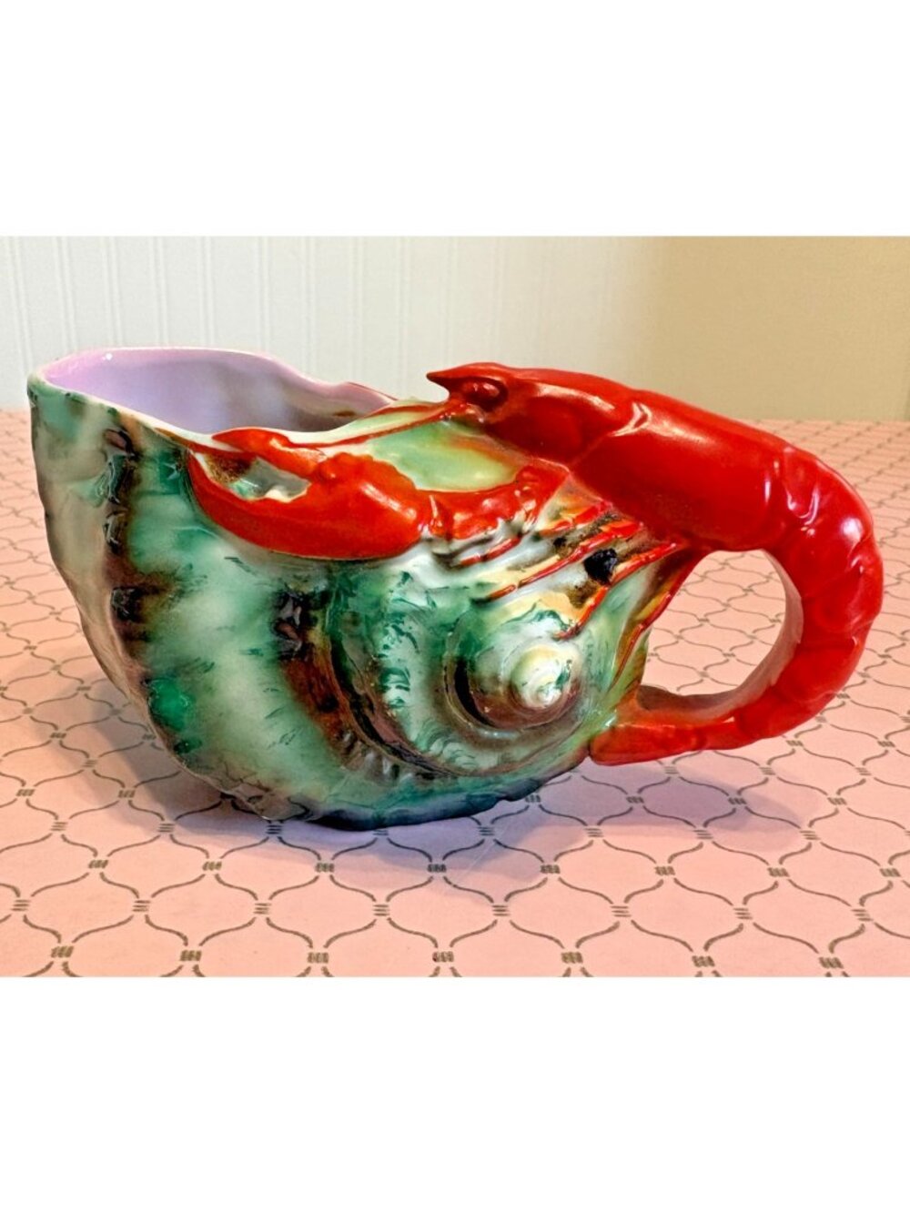 Royal Bayreuth Lobster On A Conch Shell Porcelain Creamer Pitcher Bowl Ceramic